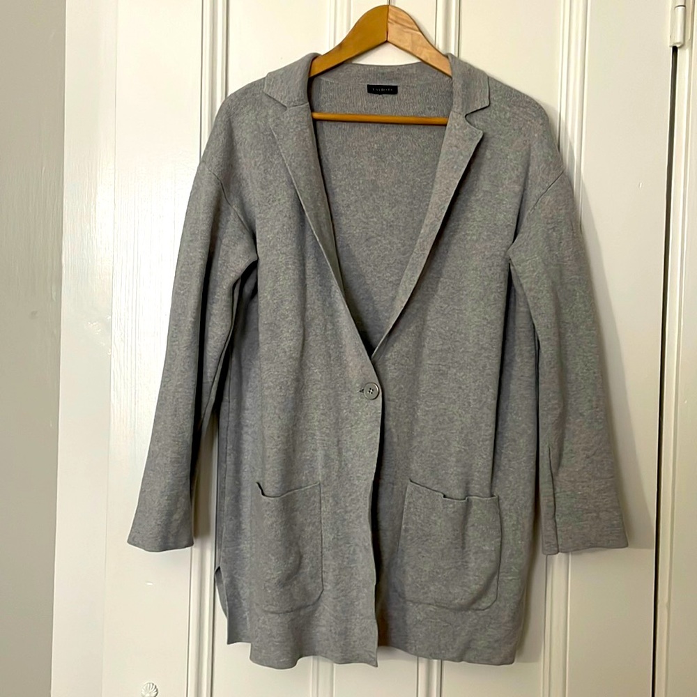 Talbots gray sweater blazer